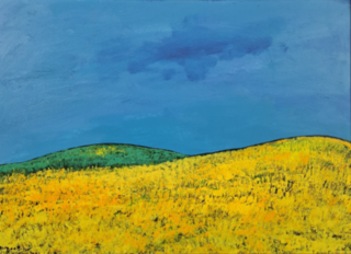 Acryl schilderij op paneel, Maya Wildevuur, Landschap, 1997